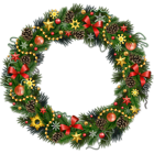 Transparent Christmas Pinecone Wreath with Ornaments Clipart