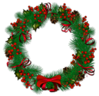 Transparent Christmas Pinecone Wreath with Red Ribbon Clipart