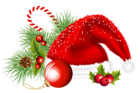 Transparent Christmas Santa Hat and Ornaments Decoration PNG Clipart