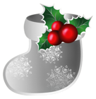 Transparent Christmas Silver Stoking PNG Clipart