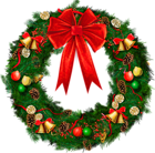 Transparent Christmas Wreath with Red Bow PNG Picture