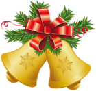 Transparent Christmas Yellow Bells with Red Bow PNG Clipart