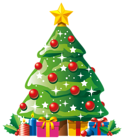 Transparent Deco Christmas Tree with Gifts Clipart
