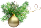 Transparent Gold Christmas Ball with Pine Clipart