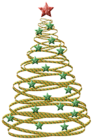 Transparent Gold Christmas Tree with Green Stars PNG Picture