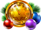 Transparent Golden Christmas Clock with Decoration PNG Clipart