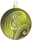 Transparent Green and Gold Christmas Ball Clipart