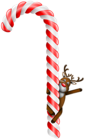 Transparent Large Christmas Candy Cane with Deer PNG Clipart