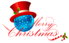 Transparent Merry Christmas with Blue Ornament Clipart