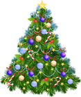 Transparent PNG Christmas Tree with Purple Ornaments