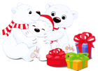 Transparent Polar Bears with Gifts PNG Clipart