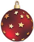 Transparent Red Christmas Ball with Stars Ornament Clipart