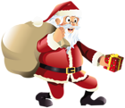 Transparent Santa Claus with Red Gift PNG Clipart
