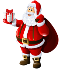 Transparent Santa Claus with Gift and Bag