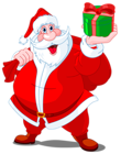 Transparent Santa Claus with Green Gift PNG Clipart
