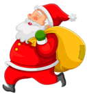 Transparent Santa with Yellow Bag PNG Clipart