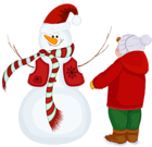 Transparent Snowman and Kid PNG Clipart