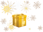 Transparent Yellow Christmas Gift with Snowflakes Clipart