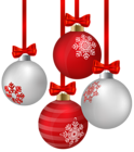 White and Red Hanging Christmas Ornaments PNG Clipart Image