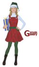 Christmas Elf Girl with Gift Painting PNG Clipart