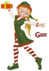Cute Christmas Elf Painting PNG Clipart