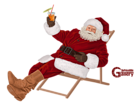 Santa Claus on Beach Chair Painting PNG Clipart