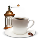 Cup of Coffee and Coffee Mill PNG Clipart Picture