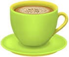 Green Yellow Cup of Coffee PNG Clipart