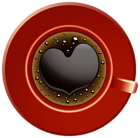 Red Coffee Cup with Heart PNG Clip-Art Image