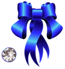 Blue Decorative Bow with Diamond PNG Clipart