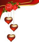 Decorative Hearts Pendants with Roses Element PNG Clipart