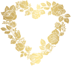 Floral Golden Heart Border Frame PNG Clip Art