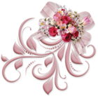 Pink Bow with Roses PNG Decorative Element