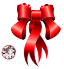 Red Decorative Bow with Diamond PNG Clipart