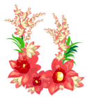 Red Exotic Flowers Decoration PNG Image