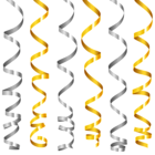 Silver and Gold Curly Ribbons PNG Clipart Image