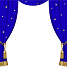 Transparent Blue Curtains with Gold Tassels and Stars