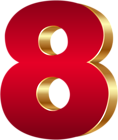 3D Number Eight Red Gold PNG Clip Art Image