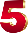 3D Number Five Red Gold PNG Clip Art Image