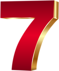 3D Number Seven Red Gold PNG Clip Art Image