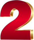3D Number Two Red Gold PNG Clip Art Image
