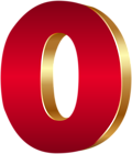 3D Number Zero Red Gold PNG Clip Art Image
