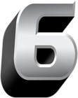 3D Silver Number Six PNG Clipart