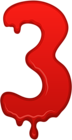 Bloody Number Three PNG Clip Art Image