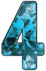 Blue Crystal Number Four PNG Clipart Image