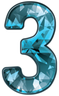 Blue Crystal Number Three PNG Clipart Image