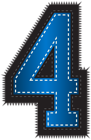 Blue Sport Style Number Four PNG Clip Art Image