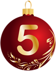 Christmas Ball Number Five Transparent PNG Clip Art Image