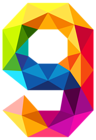 Colourful Triangles Number Nine PNG Clipart Image