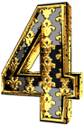 Elegant Vintage Number Four PNG Clip Art Image